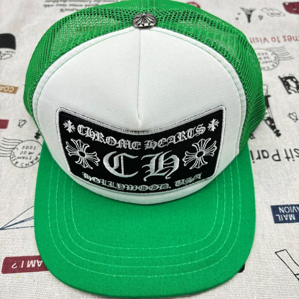 Chrome Hearts Green And White Hollywood Hat